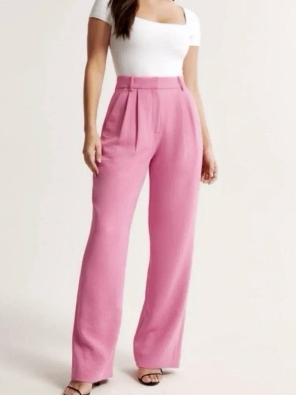 Abercrombie & Fitch Sloane Tailored Wide Leg Pants Pink High Rise Trouser 30/10